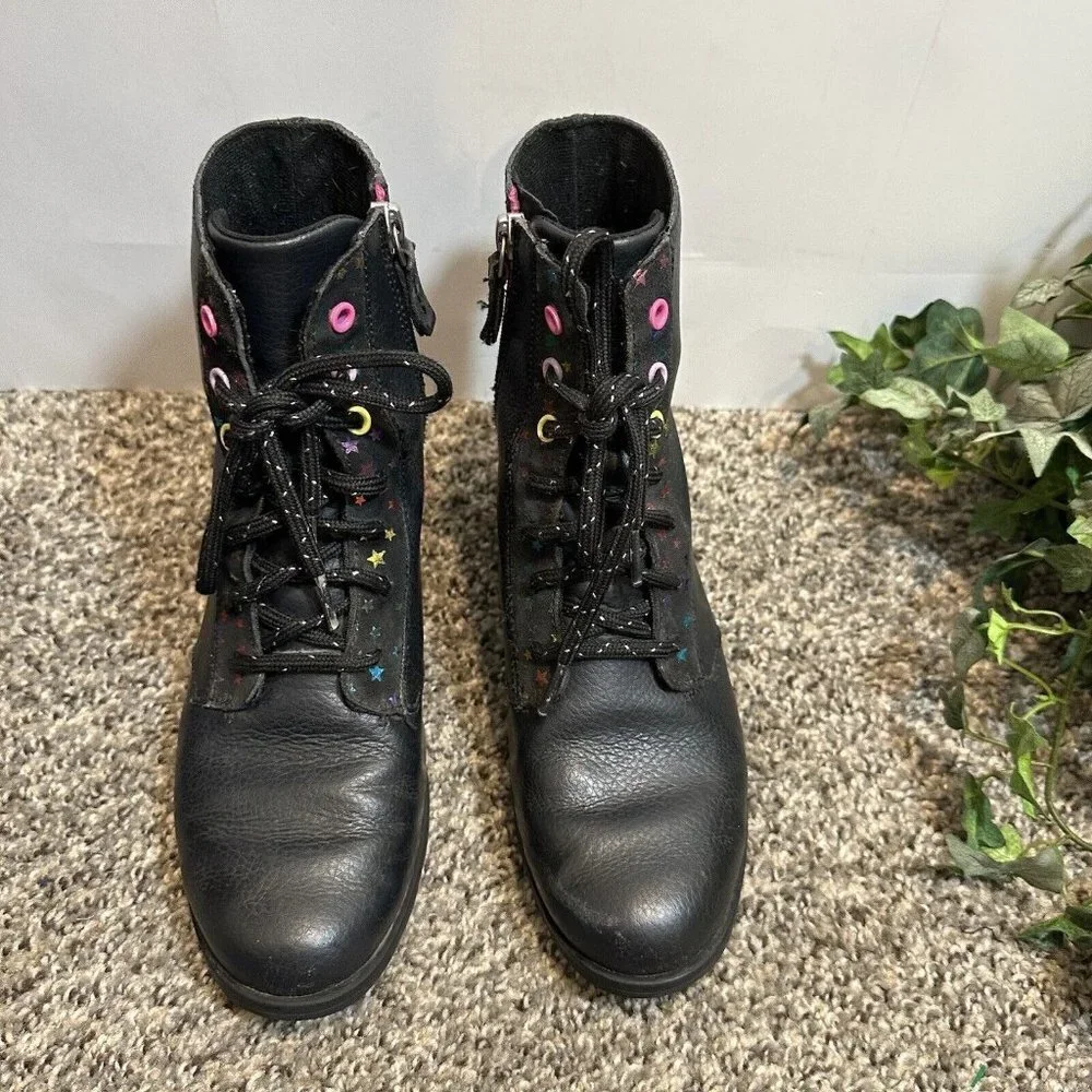 Sorel Youth Emelie Short Lace Zip Waterproof Boots Black Leather US 5 / EUR 37